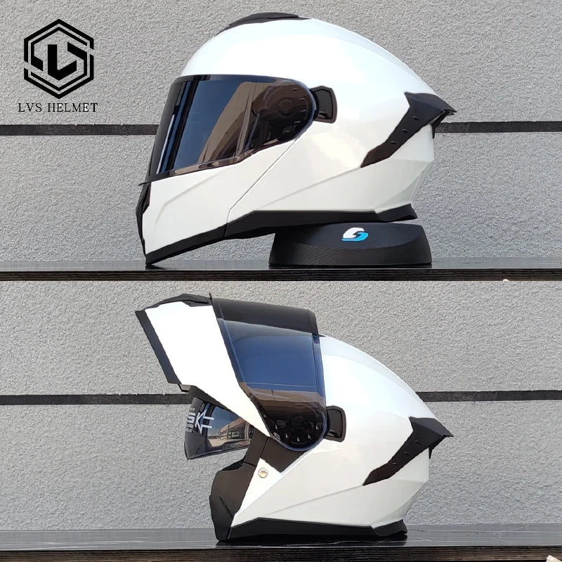 Latest Motorcycle Helmet Modular Flip Helmet Suitable for Both Men and Women Road Travel Dual Lens Full Helmet DOT LVS-909