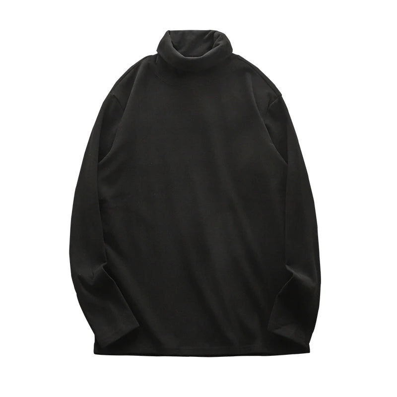 DUKEEN Dralon Fabric Long Sleeve T Shirts for Men 2025 Autumn and Winter Thick Fleece Warm Turtlenneck Solid Color Undershirts