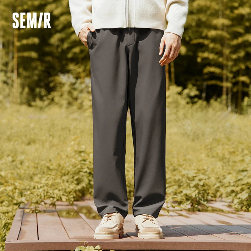 Semir Casual Pants Men Three-Resistant Soft Shell Fleece Lined Straight Leg 2025 Winter New Long Pants Commuting Basic Versatile