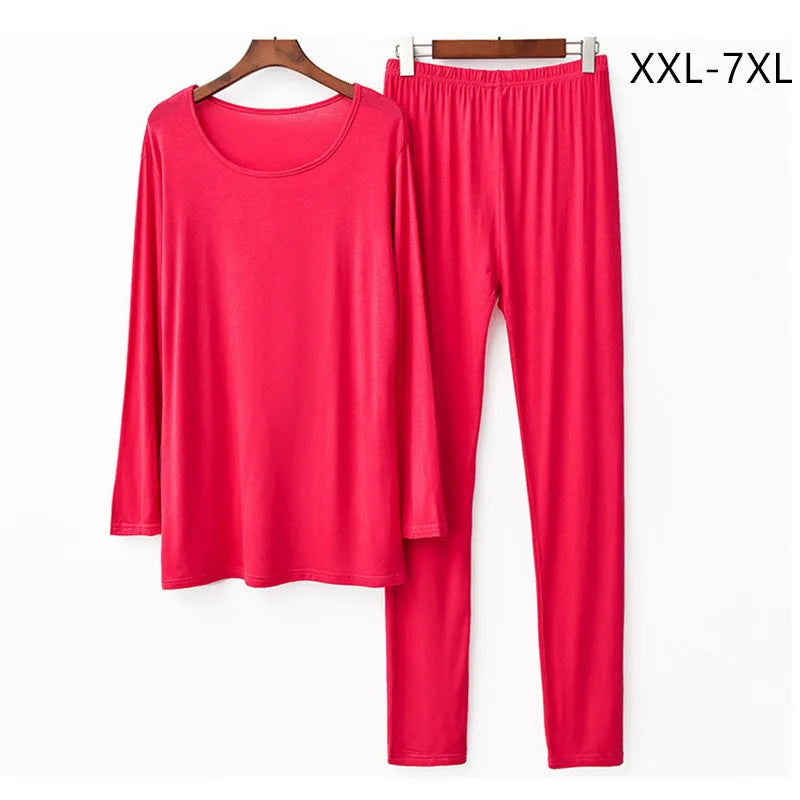 Women's Pajamas Set 2026 New Plus Size Ladies' Sleepwear Suit Modal Cotton Autumn Winter Night Wear Female Home Clothes 3XL-7XL