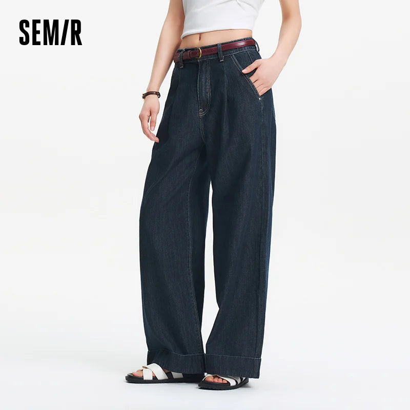 Semir Women Jeans Cotton 2026 Elastic Waist Loose Fit Wide Leg Urban Casual Everyday Style Soft Comfortable Daily Wear
