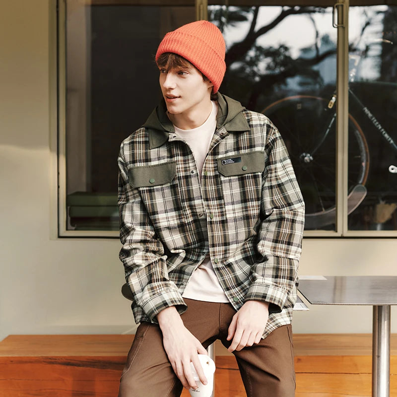 Semir Men Jacket Plaid 2026 Detachable Hooded Outdoor Urban Casual Everyday Style Soft Comfortable Daily Wear Trendy