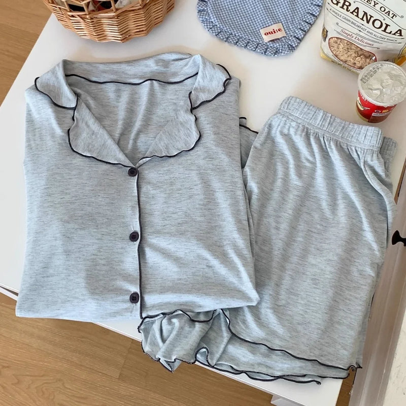 Modal Night Wear for Ladies Nighty for Woman Pyjamas New Summer Short Sleeve Sleepwear Women's Solid Color 2 Piece Loungewear