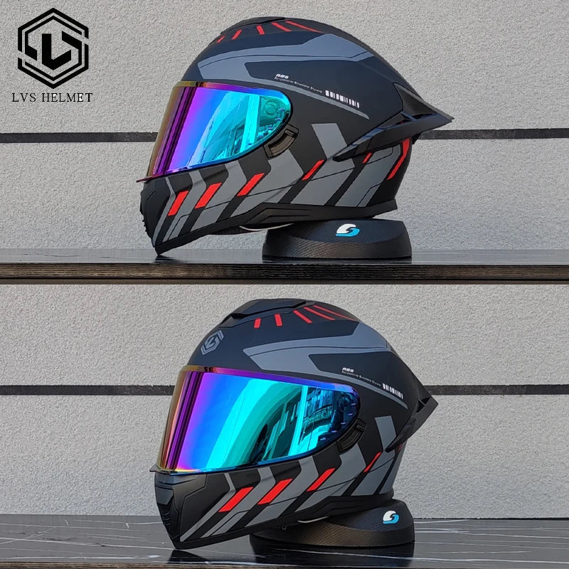 Motorcycle helmet, men's and women's dual mirror full face helmet, motorcycle sports car, all season full face helmet LVS-703