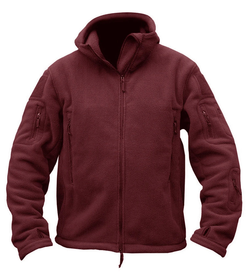 TACVASEN Winter Hooded Fleece Jackets Mens Zipper Pockets Camping Work Jacket Thermal Autumn Outerwear Outdoor Hiking Warm Coat
