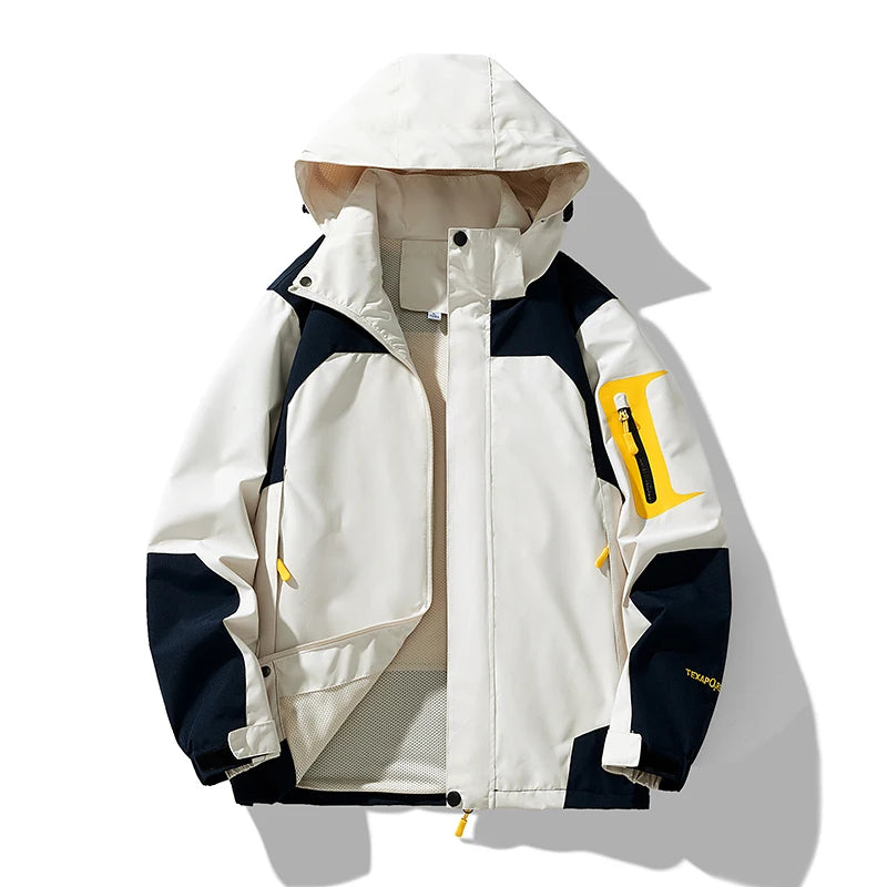 2026 Men's Long-Sleeved Hooded Jacket, Casual Waterproof Coat, Black, Green, Blue, Pink, Khaki Color, Autumn, New, Fashion