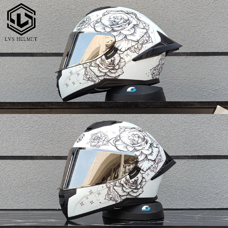 Motorcycle helmet, men's and women's dual mirror full face helmet, motorcycle sports car, all season full face helmet LVS-703