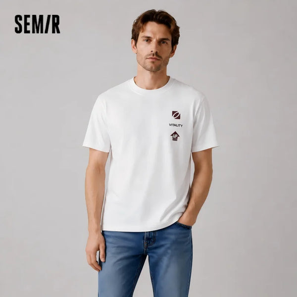 អាវយឺតបុរស Semir ឆ្នាំ ២០២៦ ប៉ាក់ដោយកប្បាសសុទ្ធ បោះពុម្ពលេខ ស្ទីលកីឡាស្រាល ម៉ូដធម្មតា ទន់