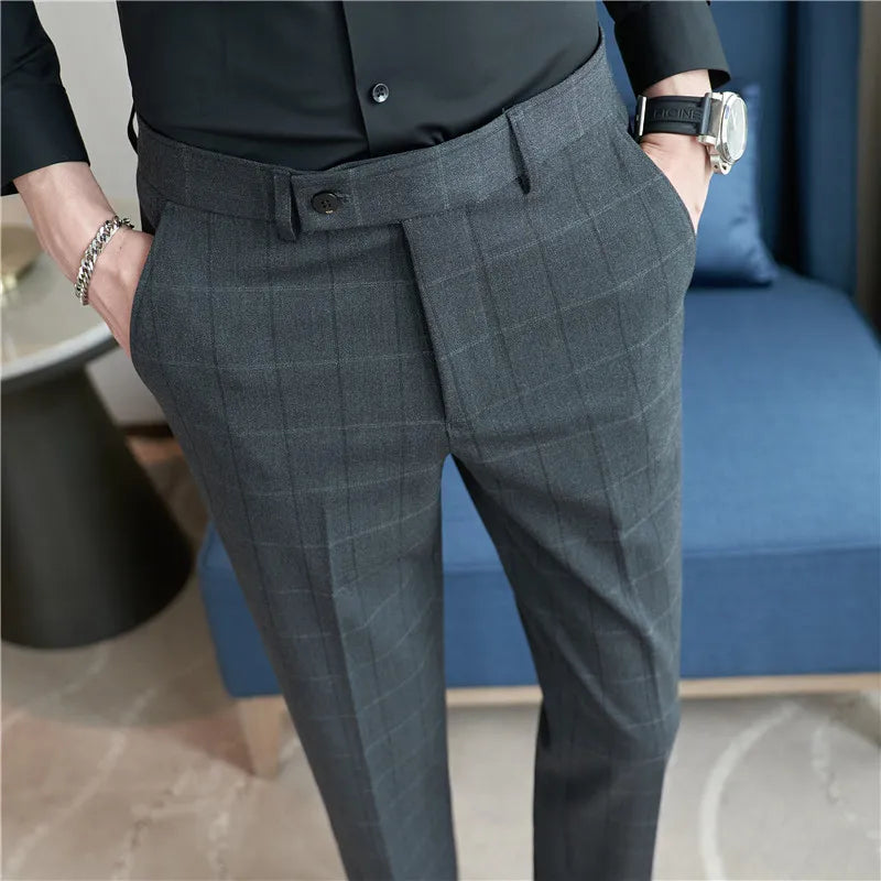 2026 Men's Winter Woolen Office Suit Pants, Slim British Style Wool Business Formal Dress Trousers, Asian Size 29-36, 2025 New