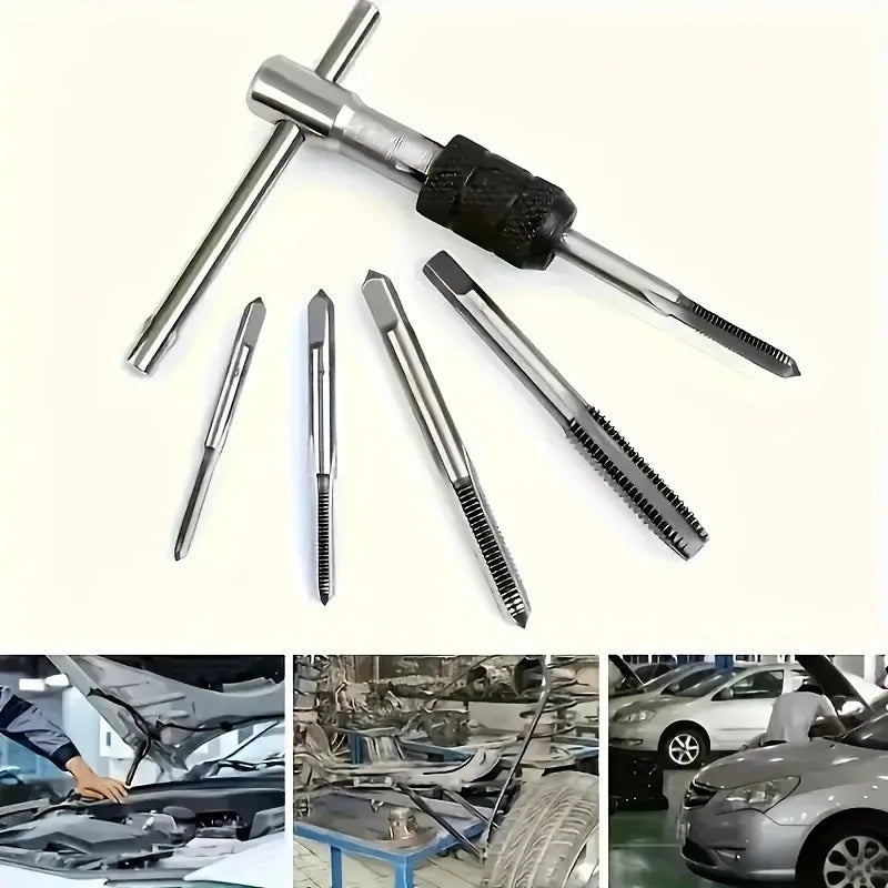 1set/6pcs T-Handle Ratchet Screwdriver Wrench Set M3-M8 Adjustable Thread Metal Tools For Wood Plastic Metal Professional Repair
