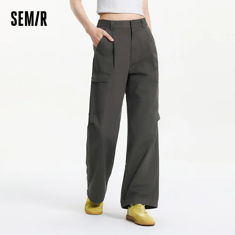 Semir Women Pants Pleated 2026 Drawstring Elastic Waist Workwear Wide Leg Urban Casual Everyday Style Soft Comfortable