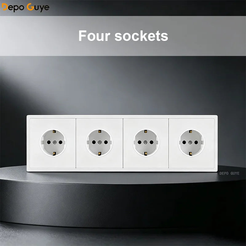 European Standard 1/2/3/4/5 Power Socket EU Standard Electrical Outlet White PC Panel Wall Electrical Outlets For Home Office