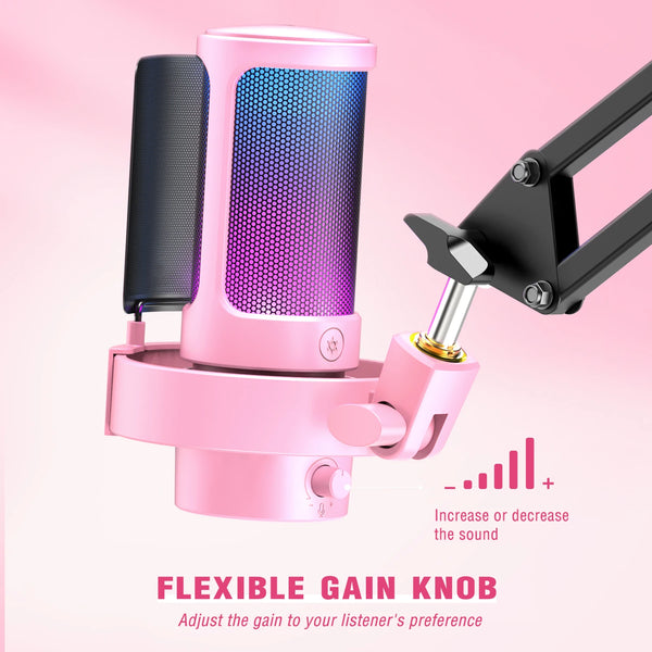 មីក្រូហ្វូន USB FIFINE សម្រាប់ថត និងផ្សាយលើកុំព្យូទ័រ និង Mac, រន្ធដោតកាស និងប៊ូតុងបិទសំឡេង, មីក្រូហ្វូនមាន 3 របៀប RGB -A8