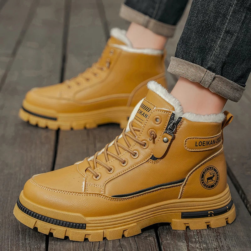Men's winter comfortable casual shoes versatile outdoor cotton warm shoes plus size fashion youth non-slip soft-sole work shoes