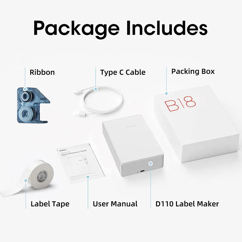 NIIMBOT N1/B18 Mini Portable Label Printer Thermal Transfer Pocket Label Maker With Long Life Ribbon And PET Stickers Gift