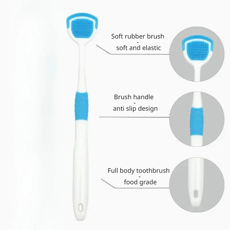 Double Effect Tongue Coating Brush  , Cleaning & Scraping for Plaque Removal, Tongue Cleaning Brush, Home Dental Care, Gum Care