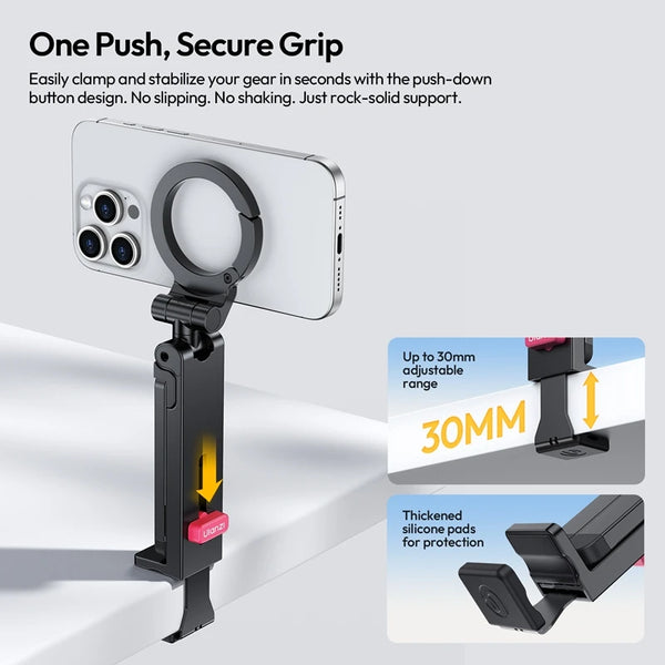 Ulanzi MA88 MagLock ជើងទ្រទូរស័ព្ទ 360° អាចលៃតម្រូវបាន Magsafe ជើងទ្រទូរស័ព្ទ សម្រាប់ Iphone 16 15 Vlog Live