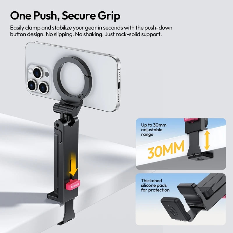 Ulanzi MA88 MagLock ជើងទ្រទូរស័ព្ទ 360° អាចលៃតម្រូវបាន Magsafe ជើងទ្រទូរស័ព្ទ សម្រាប់ Iphone 16 15 Vlog Live