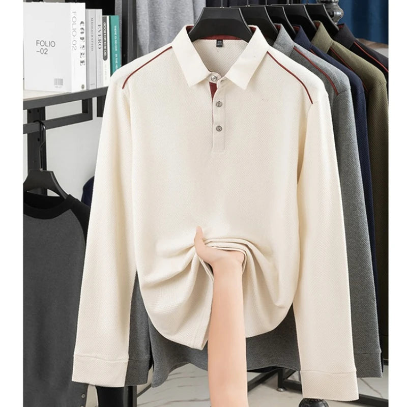 100% Cotton Men's Polo Shirt Gold Medal Quality Pineapple Pattern Polo Shirt, Asymmetric Placket Design, Novelty Style