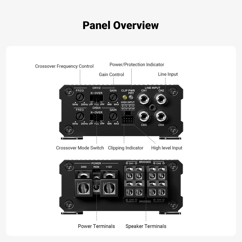 ឧបករណ៍ពង្រីកសំឡេងរថយន្ត Fosi Audio CA30 ឧបករណ៍ពង្រីកសំឡេងរថយន្ត 4 ឆានែល Class D HIFI ឧបករណ៍ពង្រីកសំឡេងស្តេរ៉េអូ អំភ្លី Subwoofer 100W*4@4Ω គាំទ្រការតភ្ជាប់