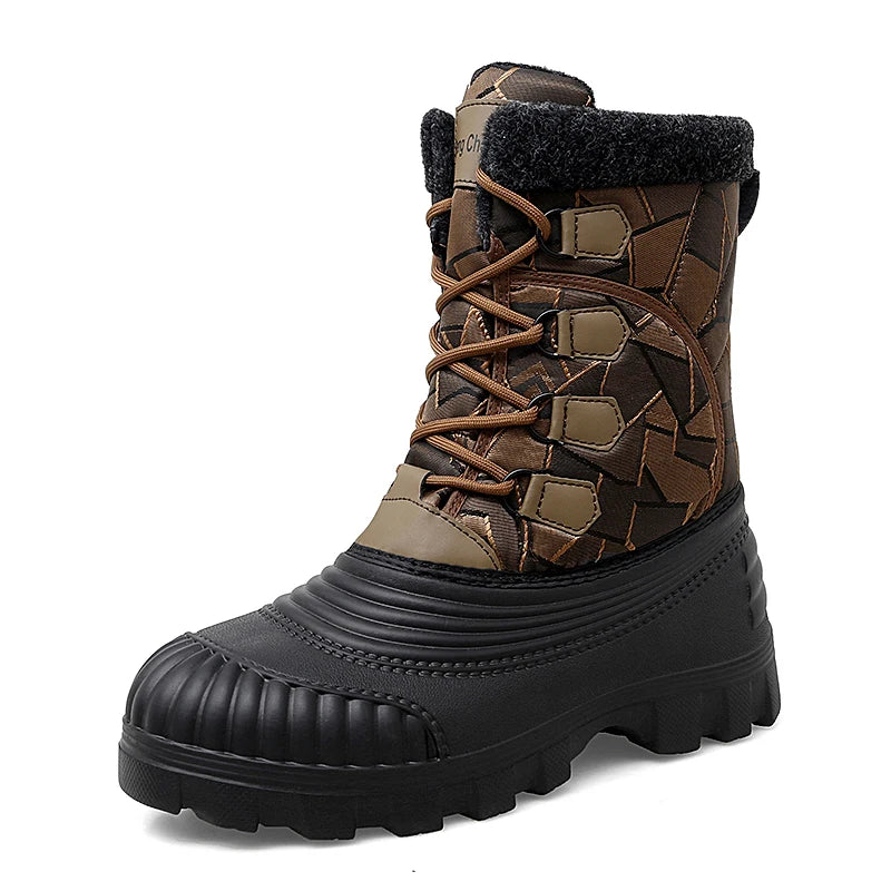 Men's high-top casual snow boots winter light warm velvet cotton boots soft sole non-slip comfort outdoor thicken walking boots