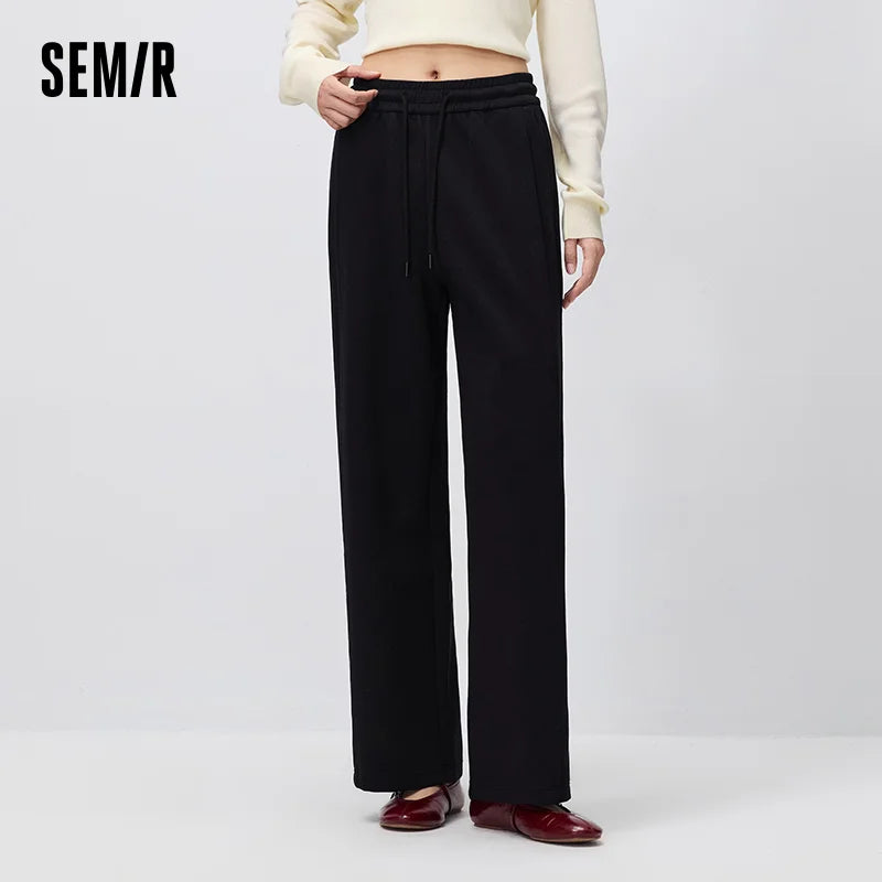 Semir Women Pants HighWaist Solid Wide Leg Loose Fit 2026 Autumn Minimal Leg Lengthening Urban Casual Everyday Trousers