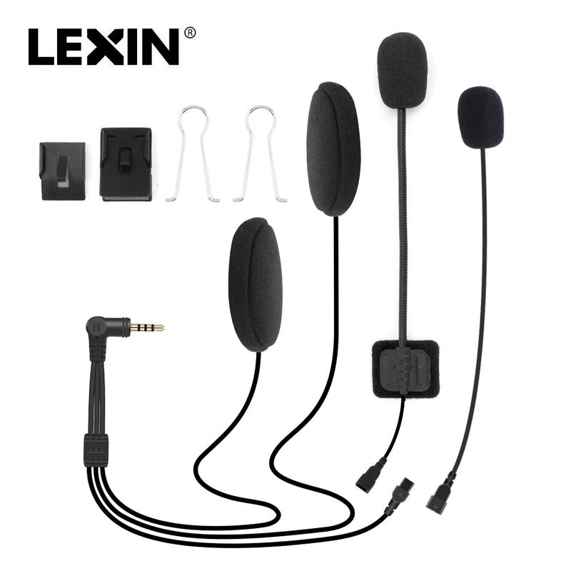 LEXIN LX-B4FM Intercom Headset&Clip Set for Full/Half Helmet with High Quality and Loud Sound Bluetooth Headphone Jack Plug