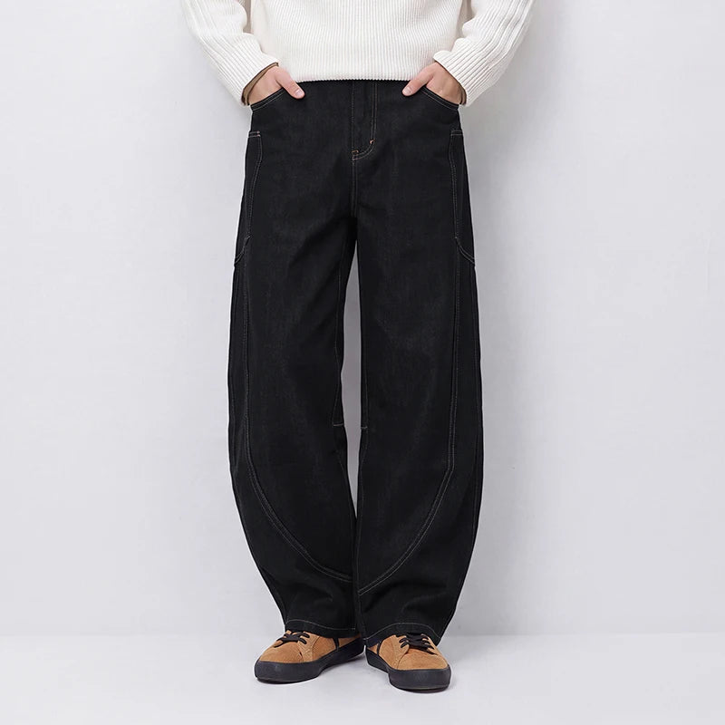Semir Men Denim Jeans Heavyweight Curved Leg Streamlined Fit Workwear Utility Vintage Style 2026 New Winter Daily Wear