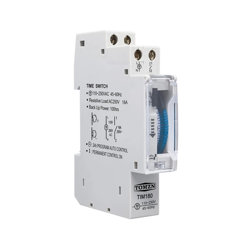 Programmable Relay24-Hour Mechanical Timer Switch 110V–220V 16A DIN Rail Battery-Free for Pump / Motor / Oxygenerator