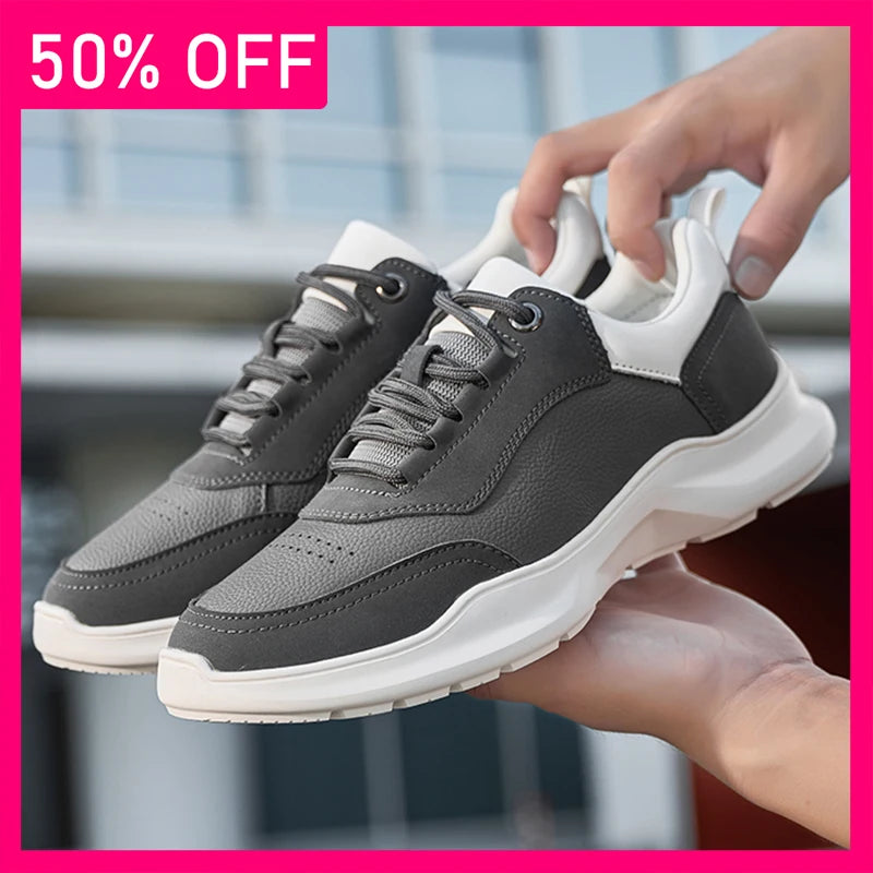 Men Sneakers High-quality Leather Comfort Wear-resistant Daily Commuting Leisure Shoes New Flat Bottom Anti Slip Fitness Shoes
