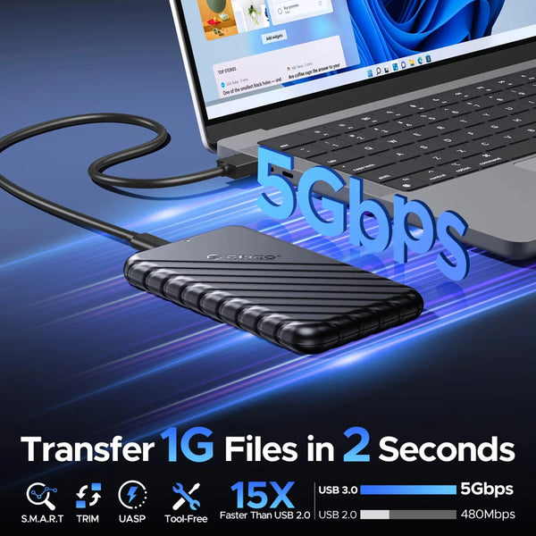 ORICO SATA to USB3.0 Hard Drive Enclosure 2.5 inch Type-C External HDD Case for 7-9.5mm SSD/HDD Enclosure Support UASP