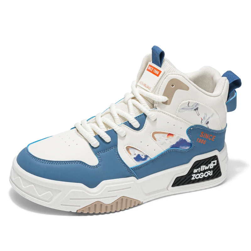 Men's high top board shoes spring and autumn new breathable soft sole comfortable outdoor casual shoes student sports flat shoes