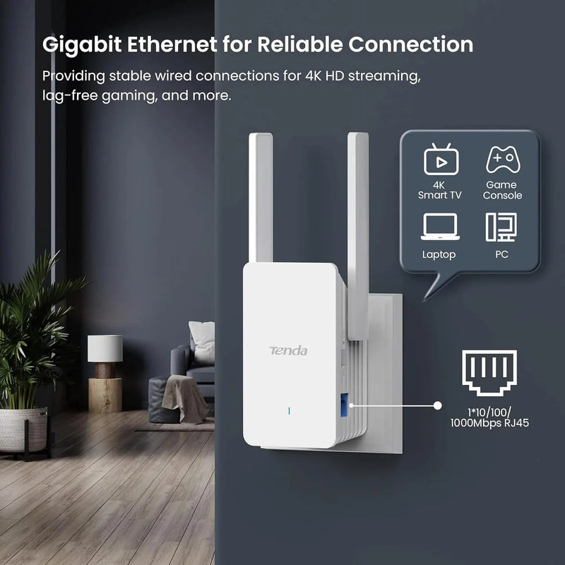 ឧបករណ៍ពង្រីកសញ្ញា WiFi Tenda A33 Wi-Fi 6 AX3000 Dual Band 2.4GHz 5GHz ឧបករណ៍បង្កើនសញ្ញា WiFi Gigabit WiFi Repeater រន្ធ Ethernet អ៊ីនធឺណិតនៅផ្ទះ