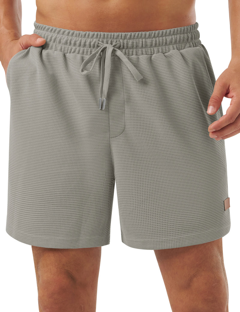 TACVASEN Men's Casual Waflle Shorts Knit 5'' Elastic Waist Drawstring Summer Beach Shorts Lightweight Breathable Streetwear 2026