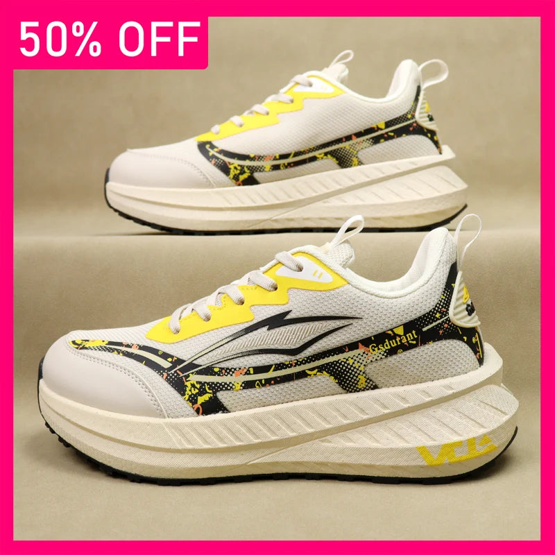 Men Sports Shoes Breathable Mesh Lightweight Outdoor Fitness Shoes New Thick Soled Fashionable Lace Up Jogging Shoes for Men