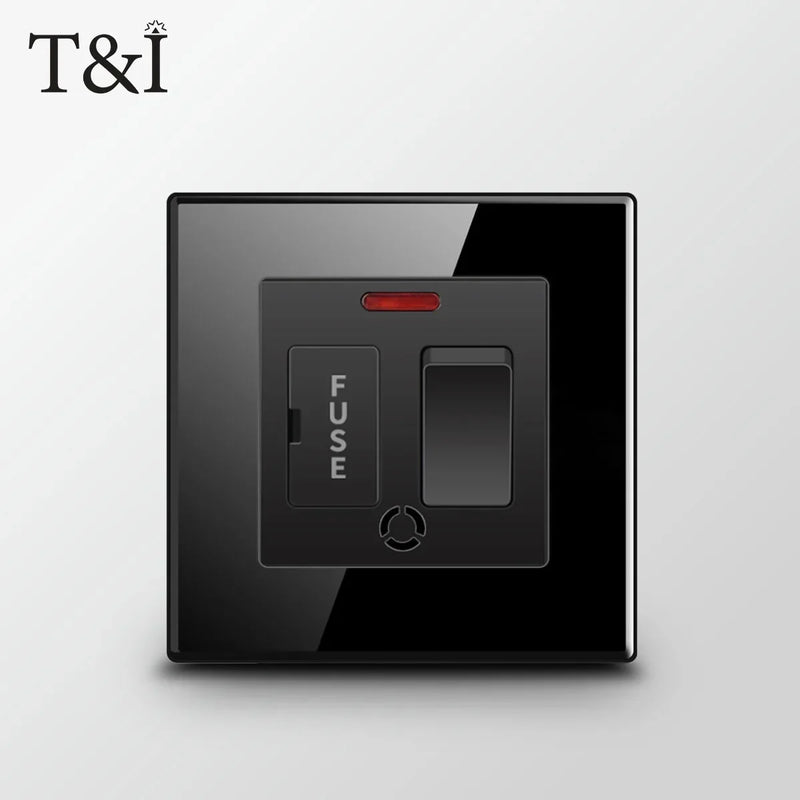 UK Crystal Tempered Glass Switch Panel LED Indicator 1/2/3/4 Gang/ 1/2 Way Self-reset  Button Light
