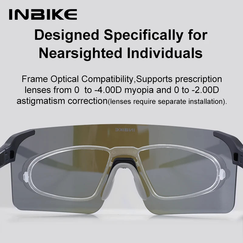 INBIKE Polarized Cycling Sunglasses Man UV400 Protection Road Bike Glasses Mountain Biking Cycling Eyewear for Outdoor Running