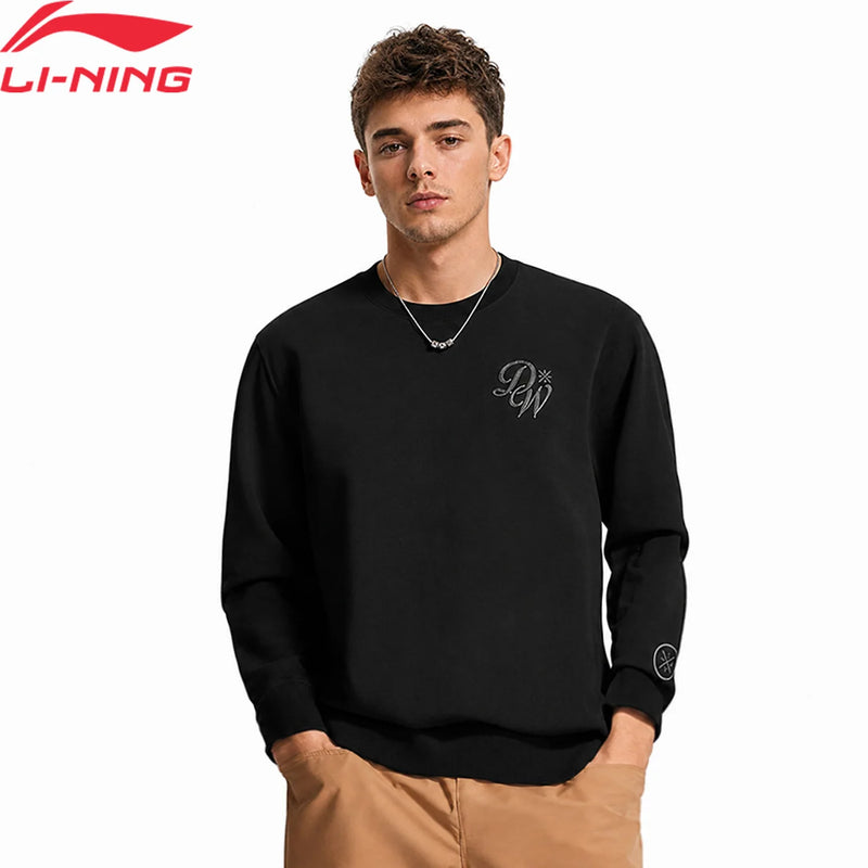 អាវយឺត Li-Ning សម្រាប់បុរស WADE ទំហំធម្មតា 84% កប្បាស 16% ប៉ូលីអេស្ទ័រ ទន់ ស្រួលពាក់ កមូល លីនីង ស្ព័រ អាវ AWDW013