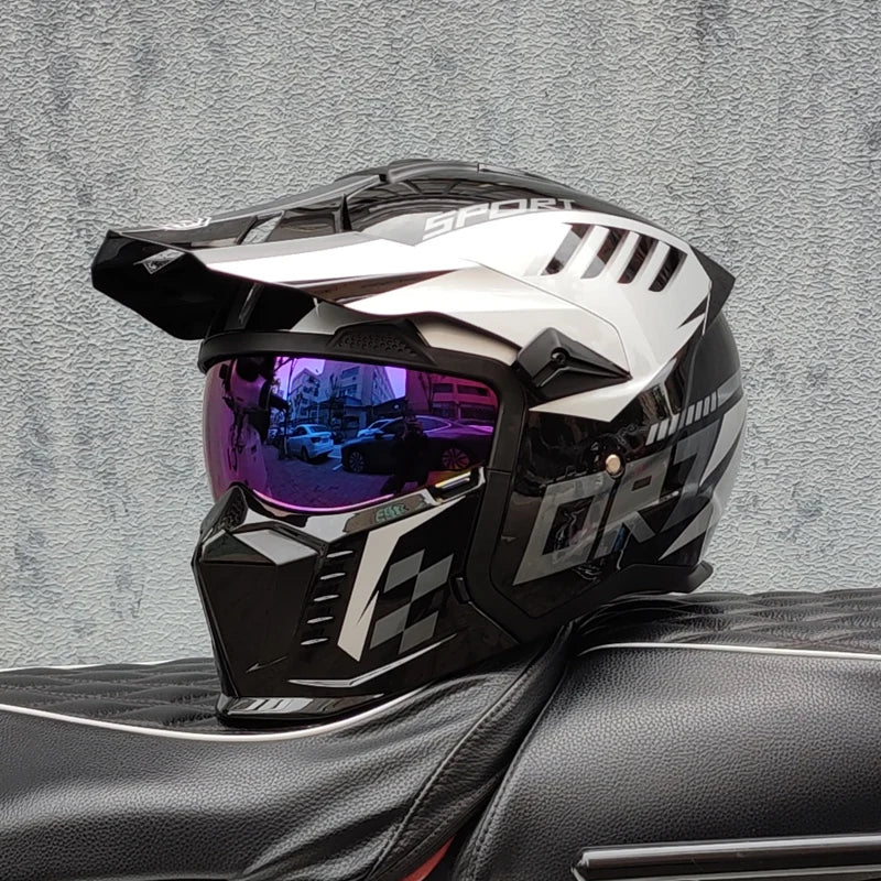 ORZ Street Fighter Motorcycle Helmet Detachable Combination Retro Helmet ECE DOT Certification Full face Cascos para moto