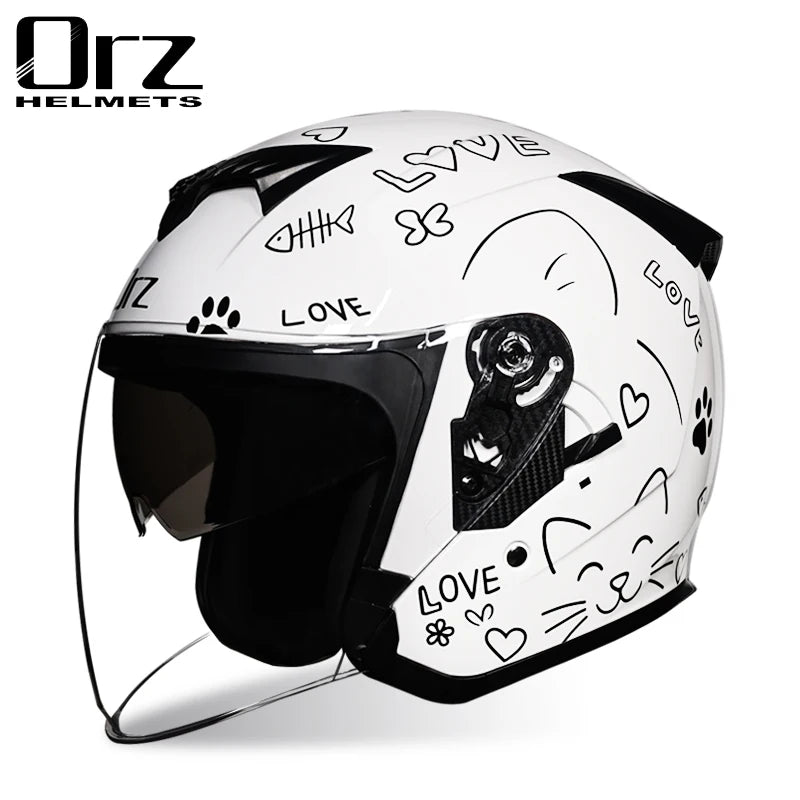 ORZ Motorcycle Helmet 3/4 Open Face Helmets Capacete ORZ 600 Jet Scooter Half Helmets Cascos Para Mot