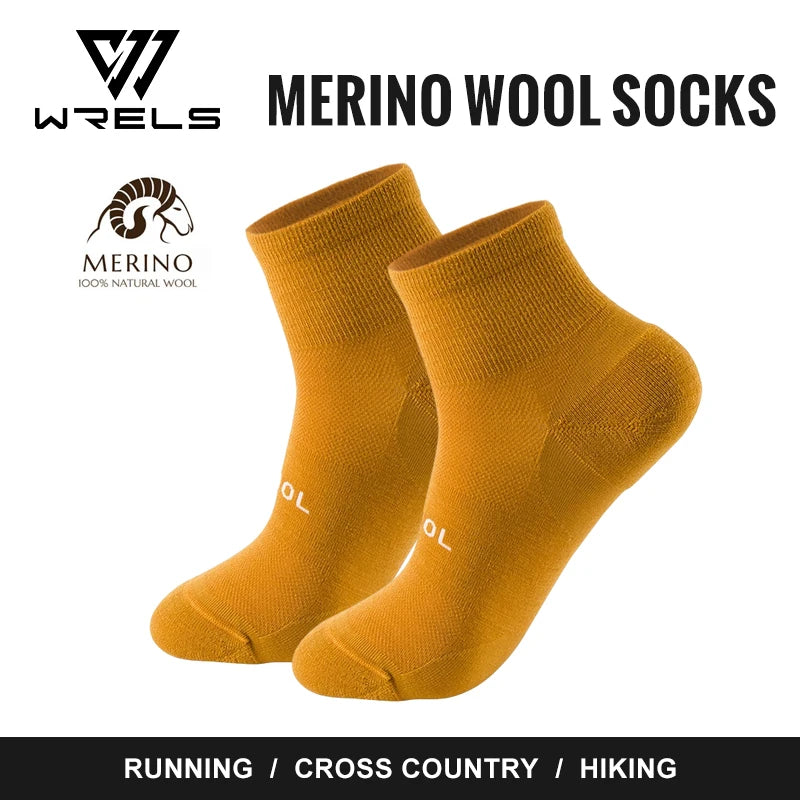 WRELS Merino Wool Socks Compression Winter Ankle Cotton Socks Basketball Professional Racing Cycling Socks for Men Women