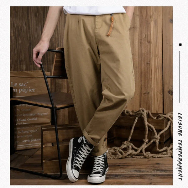 Winter New Retro Cotton Cargo Straight Men Pants Casual Zipper Fly Joggers Trousers FY7612