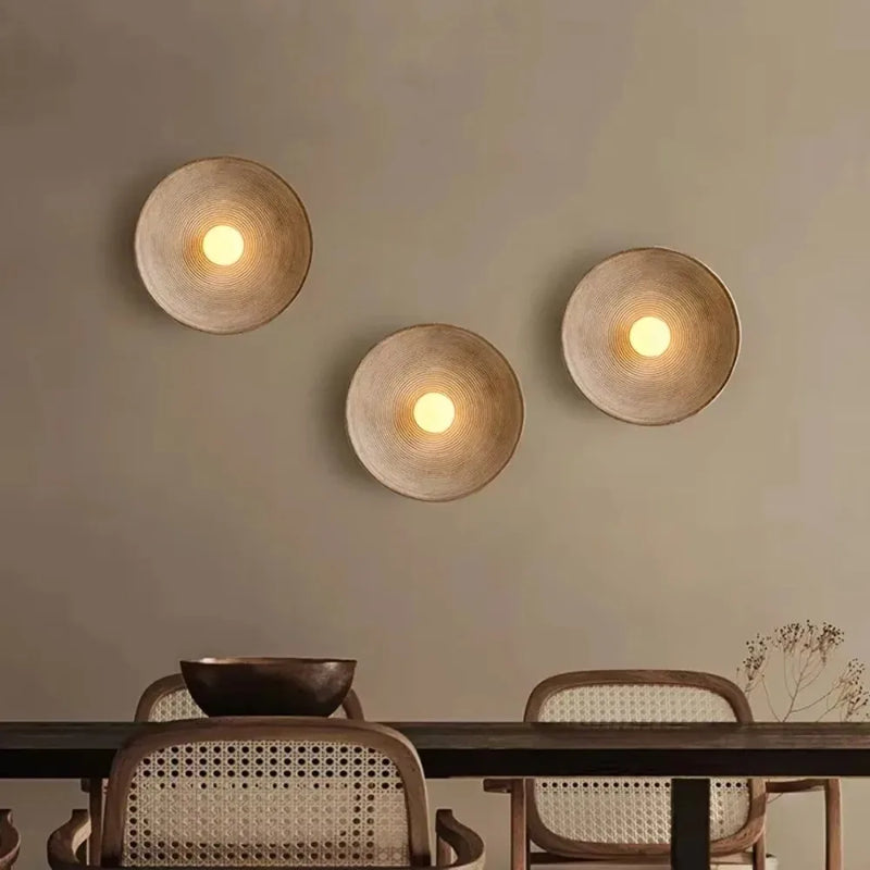 JOYON Wabi Sabi Round Wall Lamp for Bedroom Bedside Aisle Corridor Art Indoor LED Lighting Decor E27 Warm White