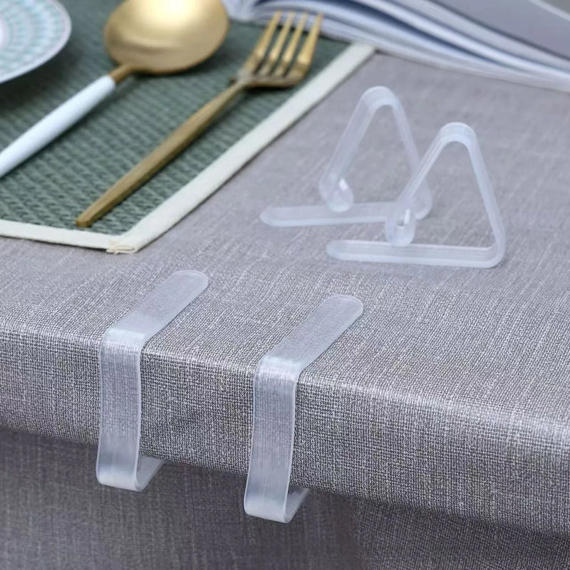 Transparent Plastic Tablecloth Clips Triangle Anti‑Slip Table Corner Fixing Buckle Table Cover Holder Clamp For Dining Table Hom