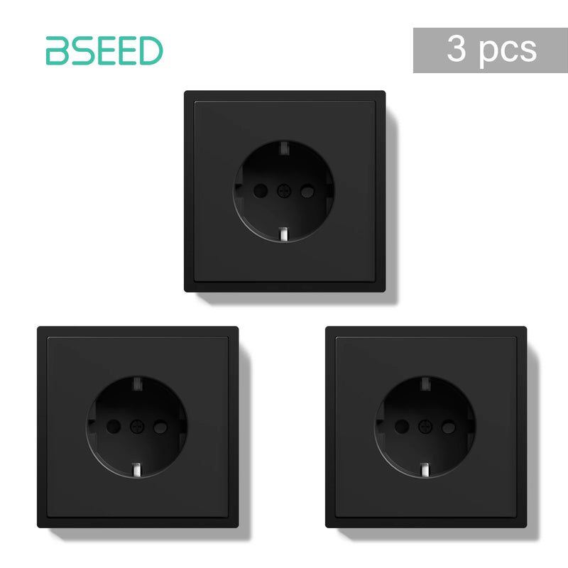 BSEED E Series 10 Value Pack Single Wall Power Socket Electrical Outlets Bulk Set White Black Plastic Frame Wall Plugs for Home