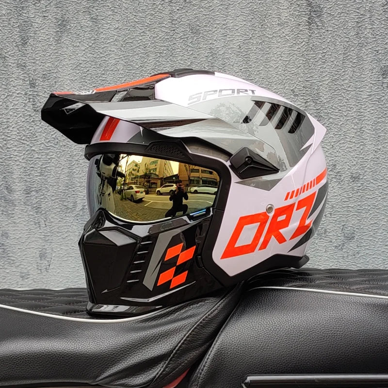 ORZ Street Fighter Motorcycle Helmet Detachable Combination Retro Helmet ECE DOT Certification Full face Cascos para moto