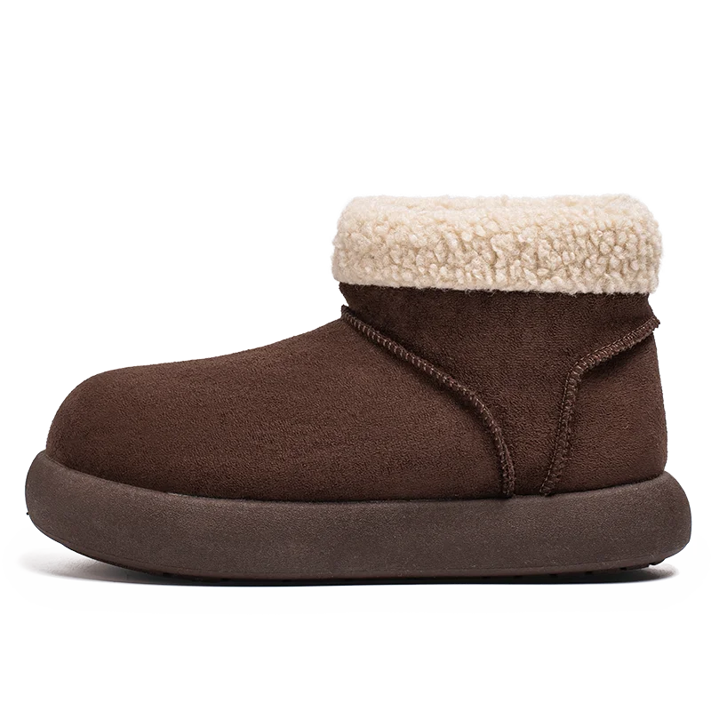 Men women's light warm plush snow boots winter soft-sole anti-slip comfortable casual shoes couples walking outdoor cotton shoes