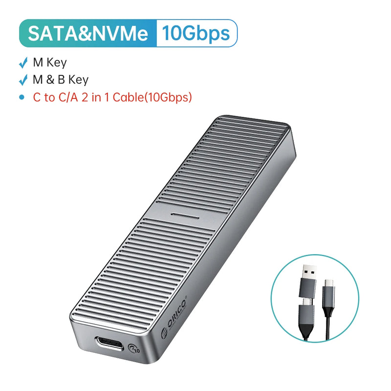 ORICO 20Gbps M.2 NVME SSD Case with Built-in Cooling Vest Upgraded Aluminum Type-C M2 NVME SSD Enclosure for Solid State Drive