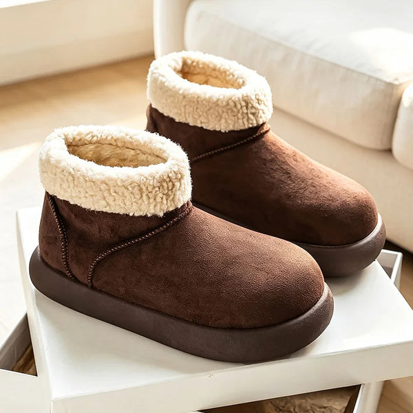 Men women's light warm plush snow boots winter soft-sole anti-slip comfortable casual shoes couples walking outdoor cotton shoes
