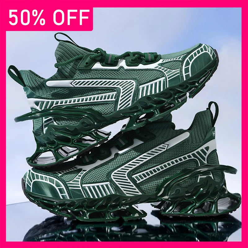 Men Sneakers Fashion Mesh Breathable Light Spring Outdoor Walking Tennis Shoes 2026 New Soft Thick Sole Rebound Running Shoes